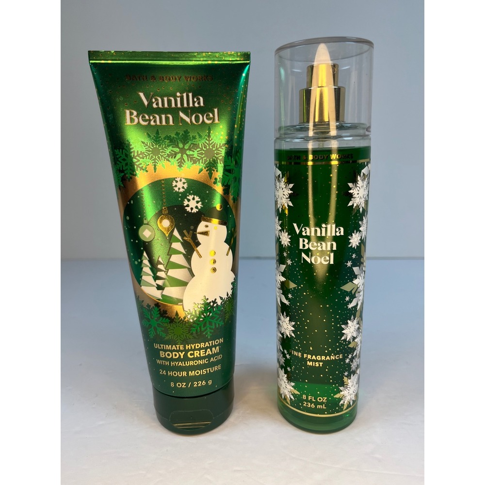 Bath & Body Works Vanilla Bean Noel Body Cream and Fragrance Mist Set 8oz Duo